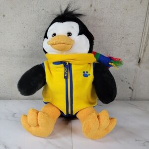 Build a Bear PENGUIN Black White & Yellow 15" Plush Stuffed Animal Very Soft Fur